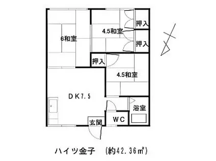 ハイツ金子(3DK/1階)の間取り写真