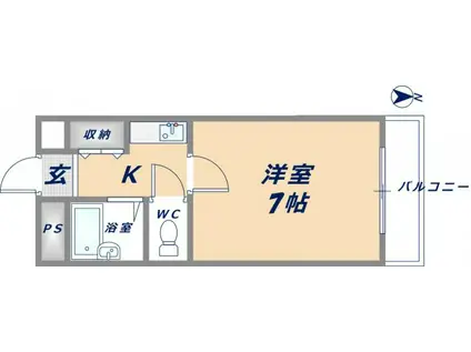 大宝小阪駅前ヴィラデステ(ワンルーム/4階)の間取り写真