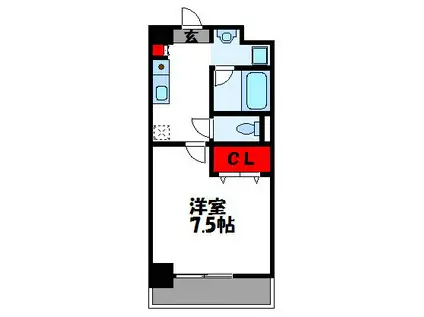 グランシャリオ日の里(1K/4階)の間取り写真