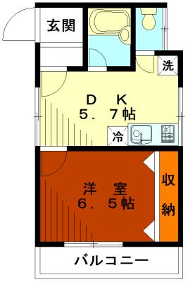 第5経堂ビル(1DK/3階)の間取り写真