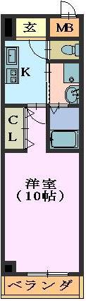 ヴィブレフクハラ(1K/2階)の間取り写真