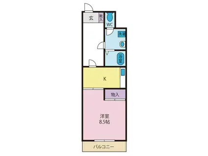 パークサイドレオ(1DK/2階)の間取り写真