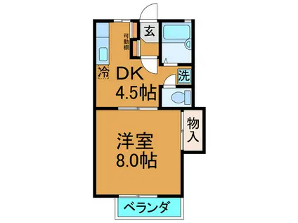 フロンティア是竹(1DK/2階)の間取り写真