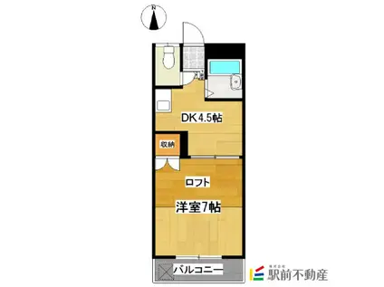カーサ京町(1DK/1階)の間取り写真