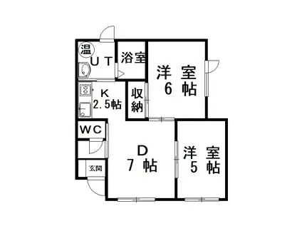 ボヌール幸(2DK/1階)の間取り写真