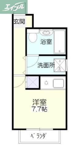朝日プラザリバーサイド県庁前(1K/4階)の間取り写真