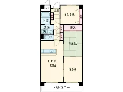 シティーコーポ八本松(3LDK/4階)の間取り写真