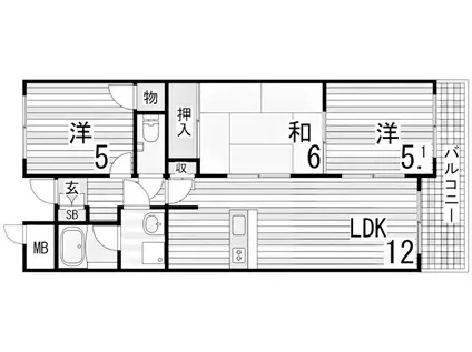 フォーラム城ヶ岡弐番館(3LDK/1階)の間取り写真