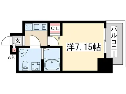 ラドゥセール江坂(1K/13階)の間取り写真