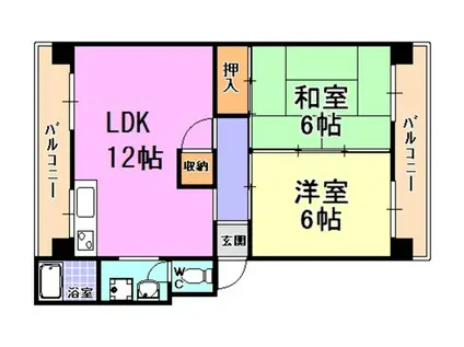 芦屋東山プリンス(2LDK/3階)の間取り写真