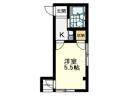 クレスト恋ヶ窪(1K/2階)の間取り写真