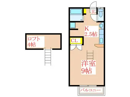 コーポ和(ワンルーム/2階)の間取り写真