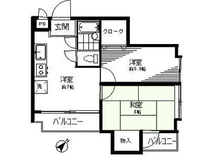 リバーサイド第1梅田(2DK/4階)の間取り写真