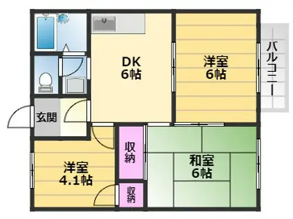 ルネパーク岸和田(3DK/2階)の間取り写真