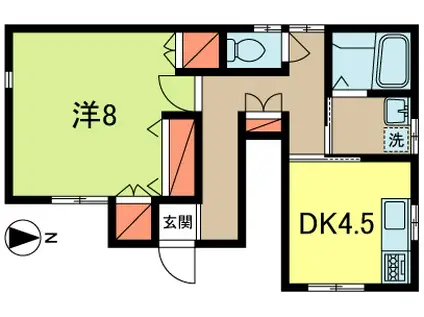 Kハウス(1DK/1階)の間取り写真