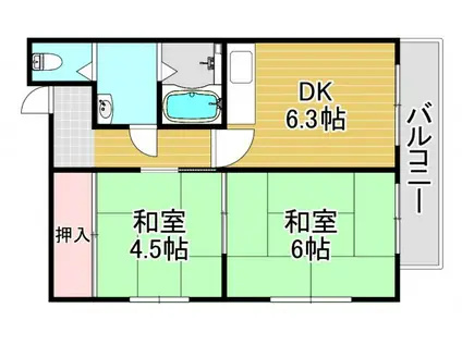 弘輝マンション(2DK/4階)の間取り写真
