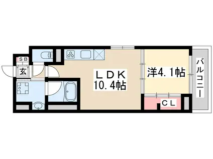 ラカーサ江坂(1LDK/2階)の間取り写真
