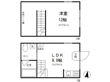 ＪＲ中央線 荻窪駅 徒歩6分 4階建 築13年(1LDK/1階)の間取り写真