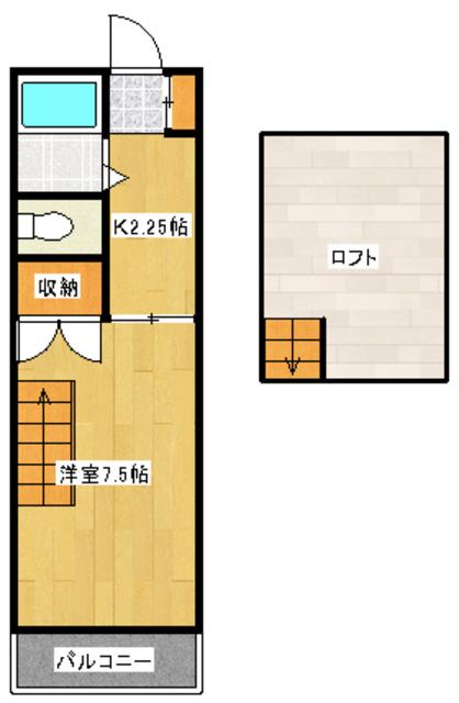 ドミール葛島(1K/4階)の間取り写真