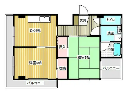 平野ビル(2DK/3階)の間取り写真