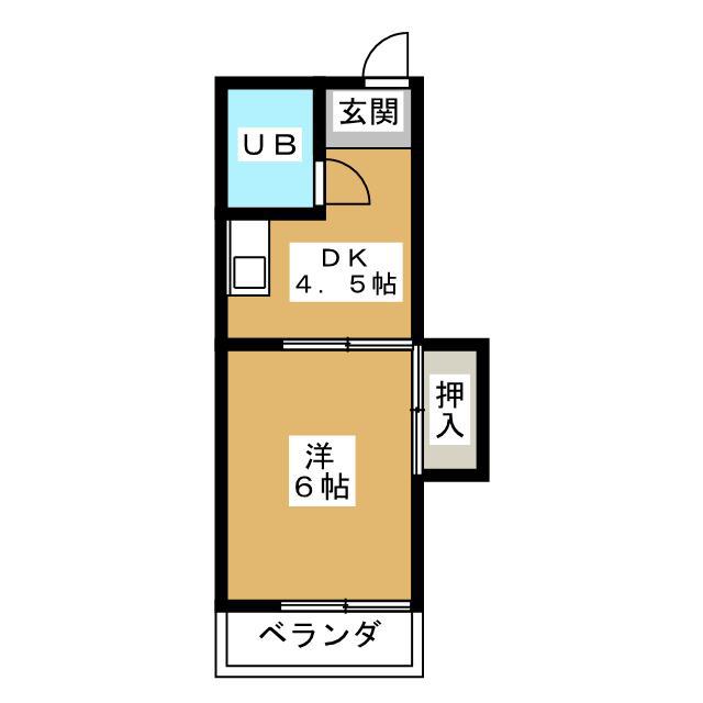 ロイヤルレジデンス(1DK/2階)の間取り写真