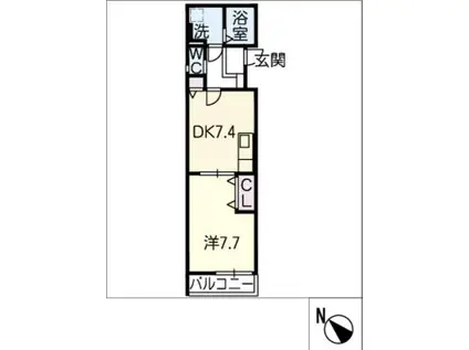 ノアール白須賀(1DK/1階)の間取り写真