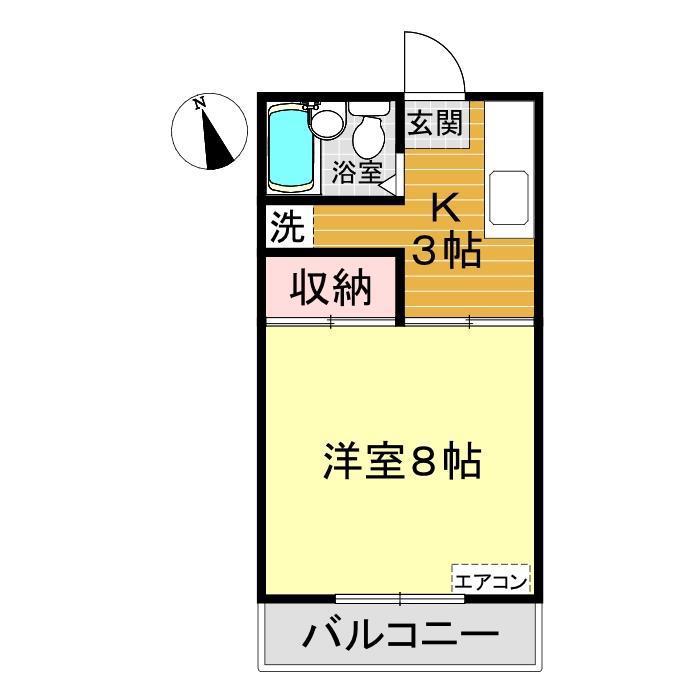 サニーハイツ(1K/2階)の間取り写真