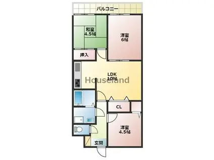 メゾンかんのんじ(3LDK/3階)の間取り写真