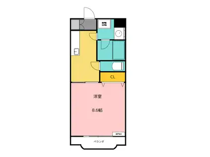 シャルマンヴィルII(1K/4階)の間取り写真