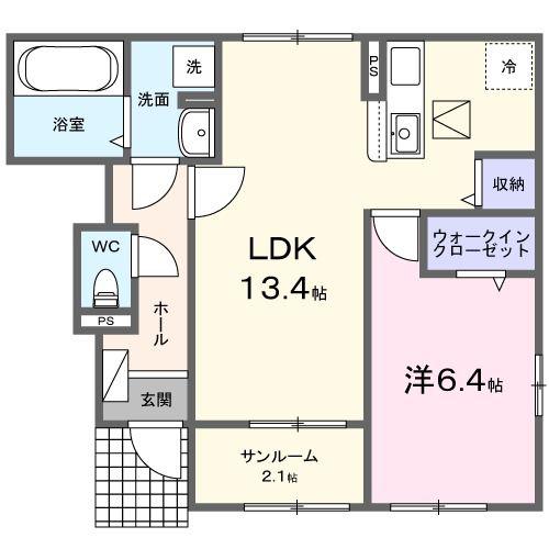 メティス(1LDK/1階)の間取り写真