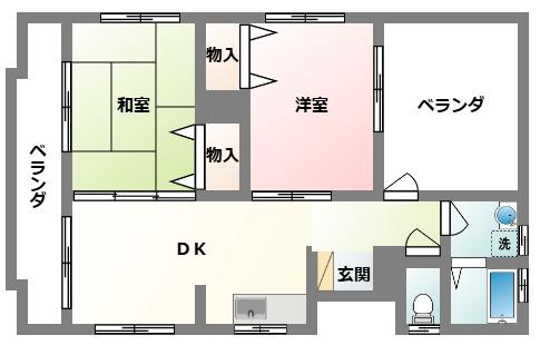 白川アパート(2LDK/2階)の間取り写真