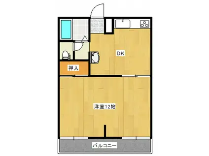 シャーメゾン西儀(1DK/2階)の間取り写真