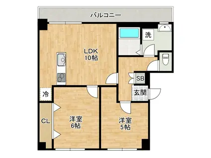 吉宗ビル(2LDK/4階)の間取り写真