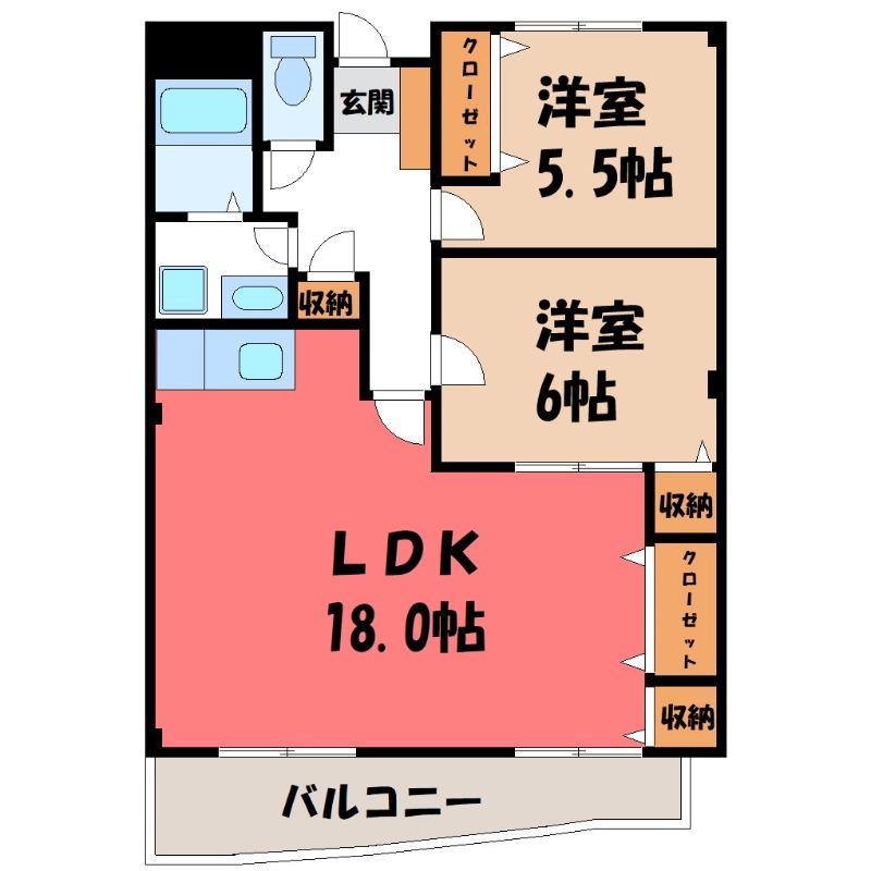 フラワープレイス(2LDK/3階)の間取り写真