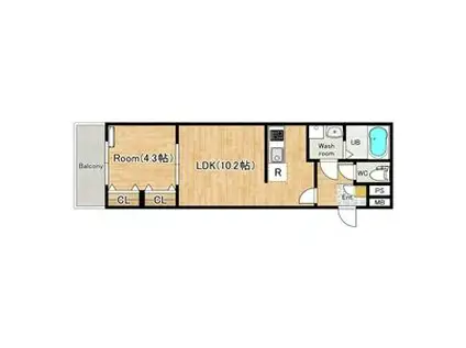 ジーメゾン飾磨恵美酒(1LDK/1階)の間取り写真