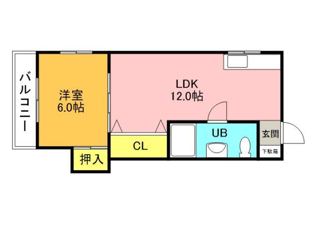 都ビル(1DK/3階)の間取り写真