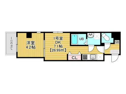 グランヒルズ錦糸町(1DK/8階)の間取り写真