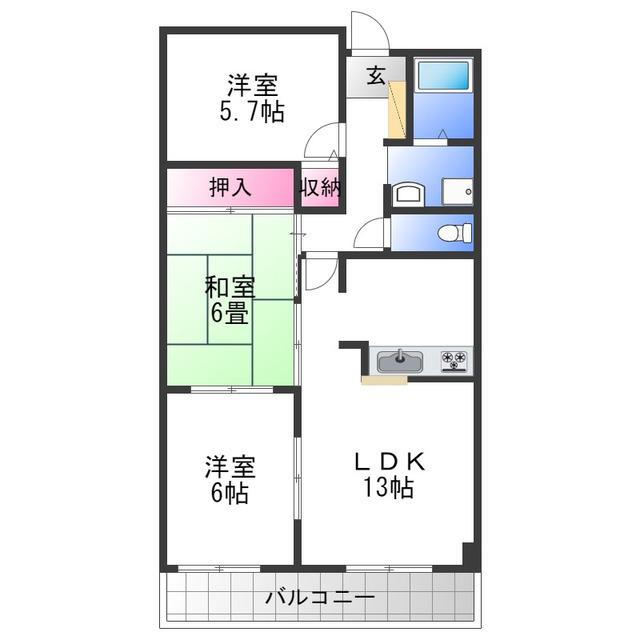 ブエナビスタ和泉中央(3LDK/2階)の間取り写真
