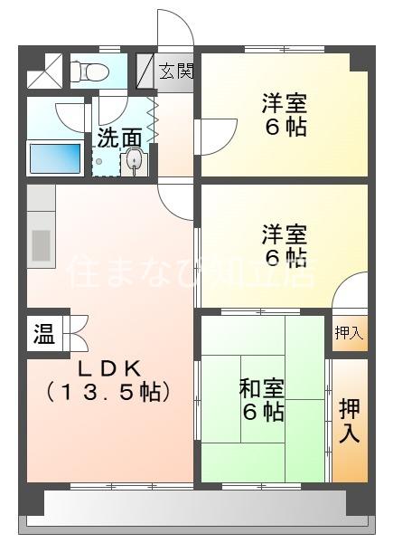 アップヒル野々山ビル(3LDK/2階)の間取り写真