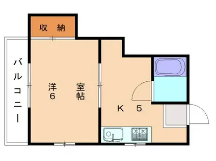 徳ビル(1DK/4階)の間取り写真