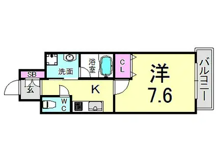 ピアグレース神戸(1K/3階)の間取り写真