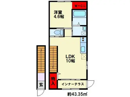 OLIVEII(1LDK/2階)の間取り写真