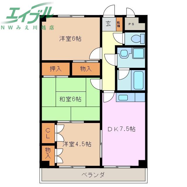 レジデンスSHIRIE(3DK/1階)の間取り写真