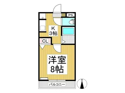 ベルクラント高田(1K/1階)の間取り写真