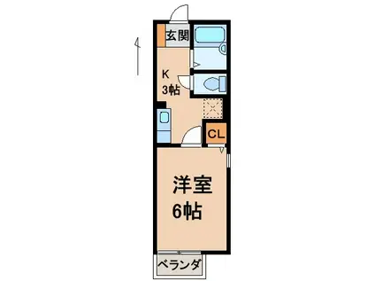 オリベックス高松(1K/2階)の間取り写真