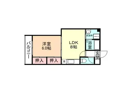 サンフローラ東町(1LDK/3階)の間取り写真