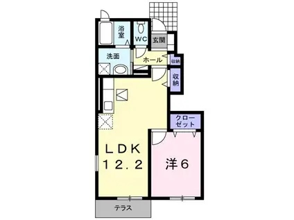 エアリー・ガーデンE(1LDK/1階)の間取り写真