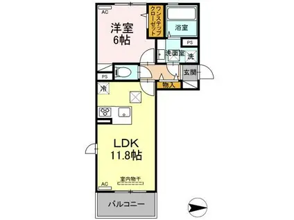 RAYS 横手(1LDK/1階)の間取り写真
