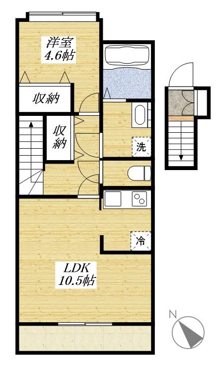 オリーブガーデン(1LDK/2階)の間取り写真