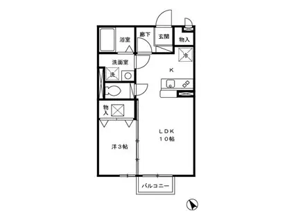 ラックスハイム鶴川台 Ⅰ(1LDK/1階)の間取り写真